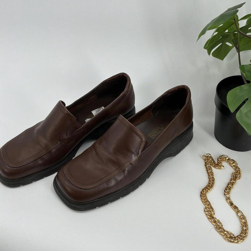 Amber Collection Brown Leather Slip On Loafers Size 9.5 Predictions